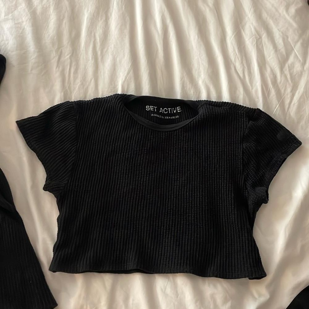 SET ACTIVE waffle crop top